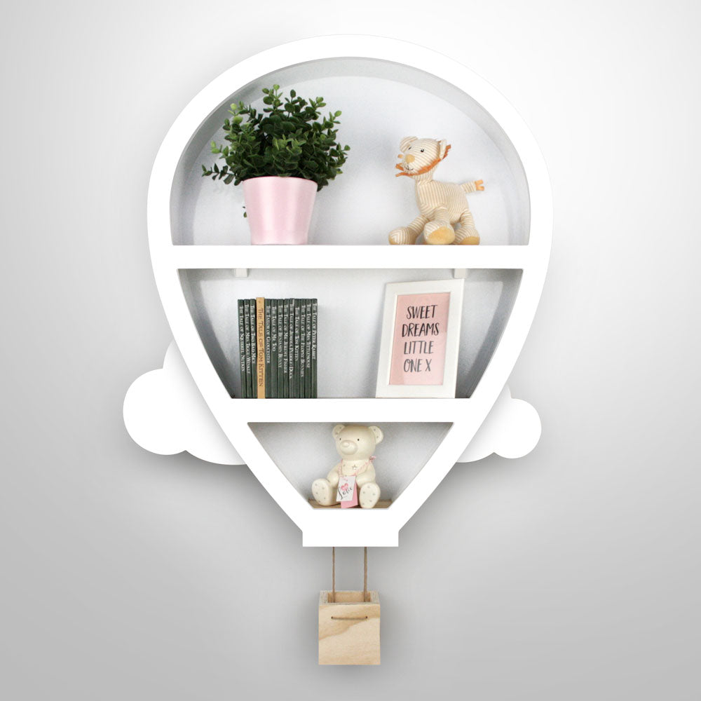 Hot Air Balloon shaped shelf nursery furniture in White.