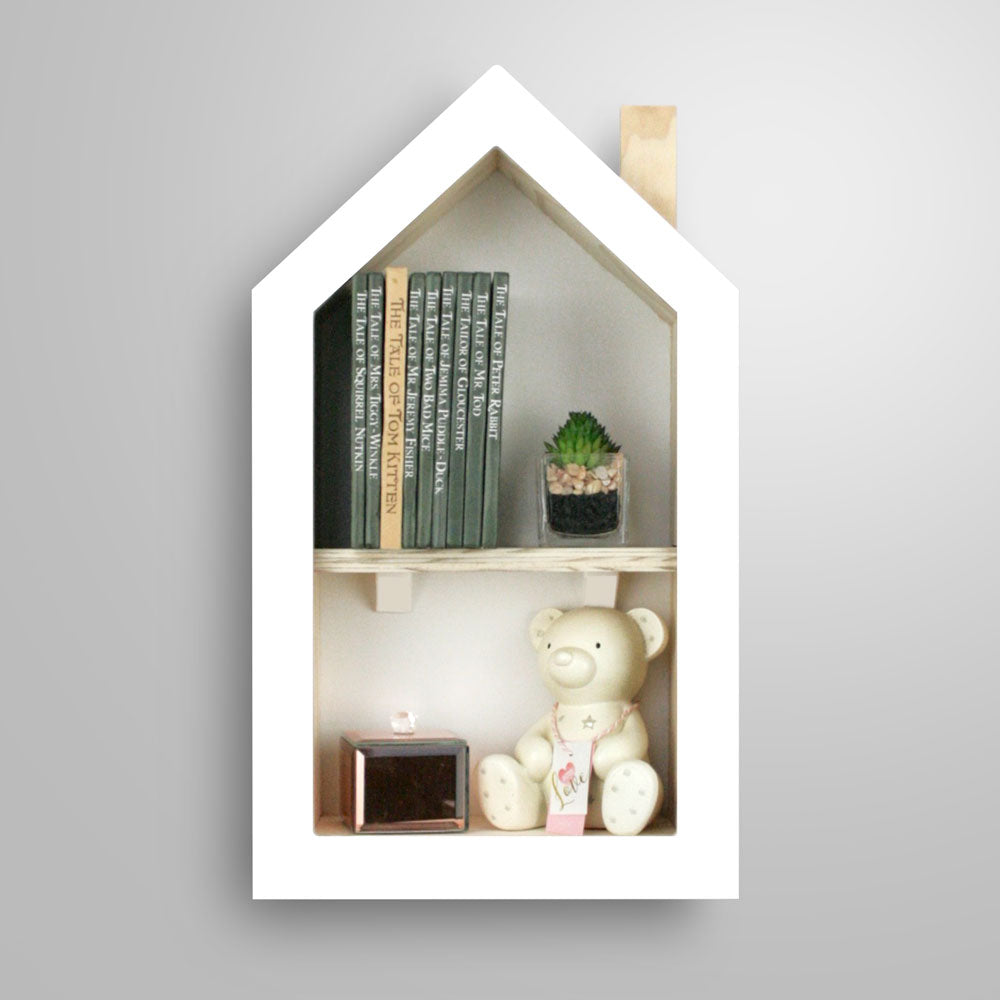 House shaped nursery shelf in white.M