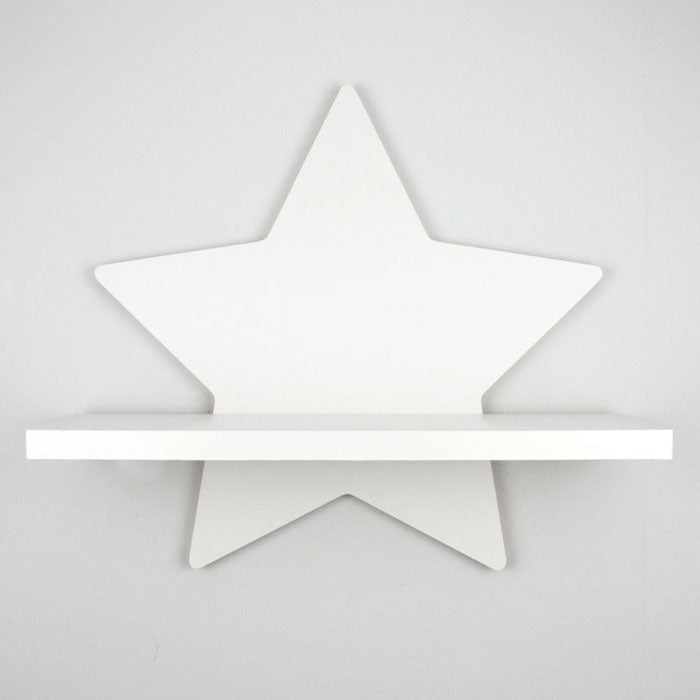 Star shaped nursery ledge in white.