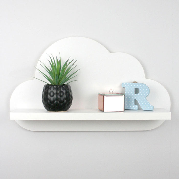Cloud shaped nursery ledge in white.