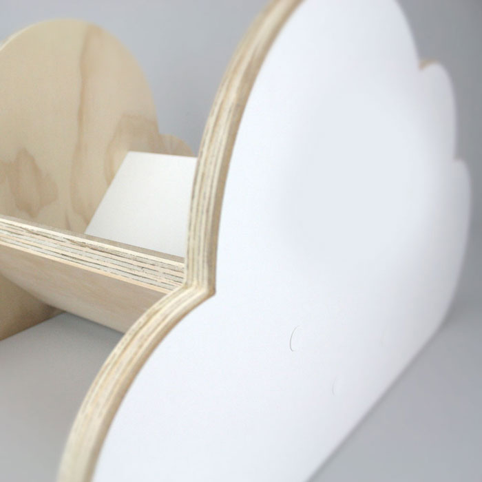 Cloud shaped book rack detail.