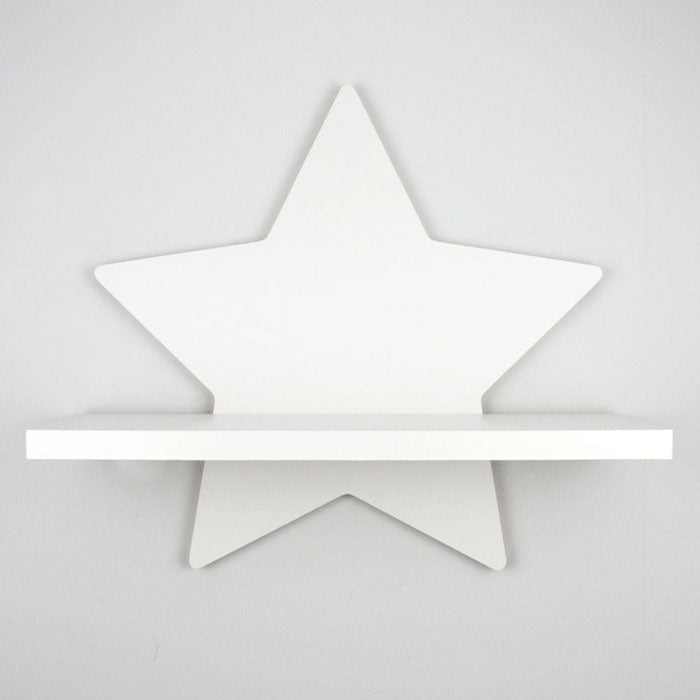 Star shaped nursery ledge in white.
