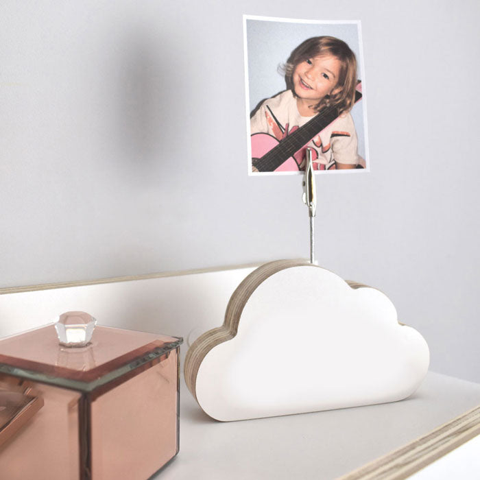 Cloud shaped nursery picture holder in white.