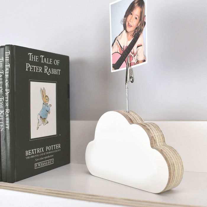 Cloud shaped nursery picture holder.