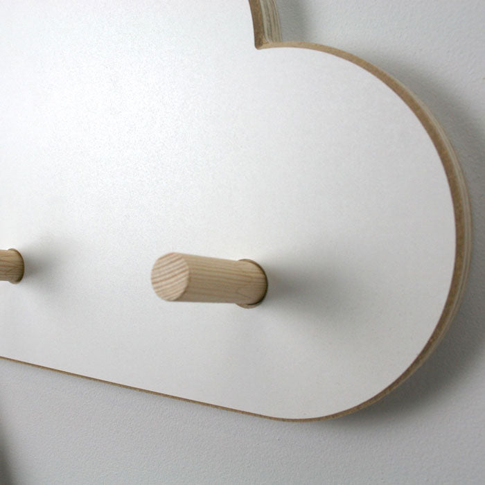 Cloud shaped hangers peg detail.